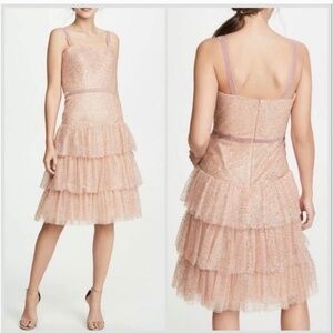 Marchesa Notte blush ruffled dress NWT